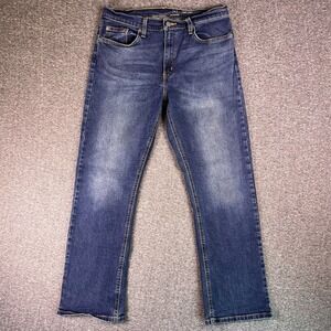 George Jeans‎ Mens 32x30 Blue Dark Wash Faded Bootcut Stretch Denim 32x29.5
